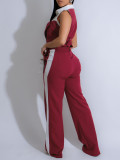 SC Sleeveless Patchwork Shirt Two Piece Pants Set AIL-307