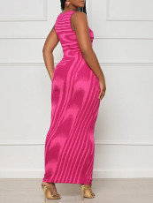 SC Stripe Printed Sleeveless Bodycon Dress GWDS-230516
