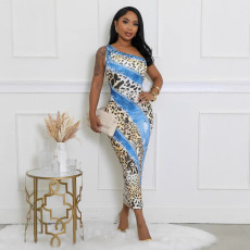 SC Leopard Print Sleeveless Fashion Maxi Dress GBGF-5052