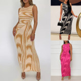 SC Stripe Printed Sleeveless Bodycon Dress GWDS-230516