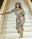SC Leopard Print Long Sleeve Pants Two Piece Set YWXS-XS-XSL45002