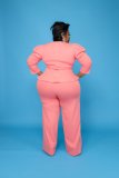 SC Plus Size Solid Long Sleeve Pants Two Piece Set GAWE-5339