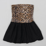 SC Plus Size Sequin Leopard Patchwork Tube Top Dress NY-3356