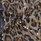SC Plus Size Sequin Leopard Patchwork Tube Top Dress NY-3356