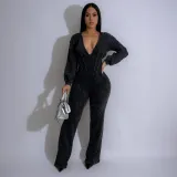 SC V Neck Patchwork Sports Jumpsuit t OSM-4467