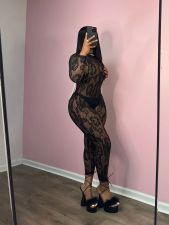 SC Long Sleeve Lace Backless Jumpsuit GDYF-6699