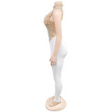 SC Sleeveless Hot Drill Jumpsuit BY-7168