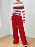 SC Stripe Print Long Sleeve Loungewear Pants Set GLF-10002