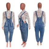 SC Fashion Loose Denim Overall Jumpsuit LX-6037