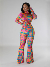 SC Print Long Sleeve Pants Two Piece Set GFTF-8815