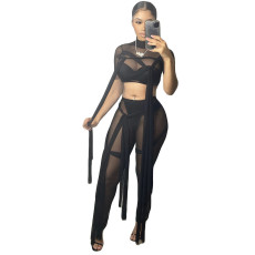 SC Mesh See Through Bandage Two Piece Pants Set GCNF-0108