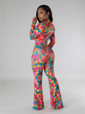 SC Print Long Sleeve Pants Two Piece Set GFTF-8815