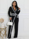 SC Color Block Patchwork Bele Jumpsuit HNIF-3249
