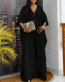 SC Print V Neck Loose Long Shirt Drawstring Trouser Set GYSL-006