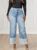 SC Fashion Solid Color Wash Loose Jeans OD-6829
