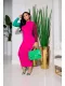 SC Color Block Patchwork Long Sleeve Midi Dress SHMF-0003