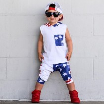 SC Kids Tie Dye Print Sleeveless Hooded Pants Suit GYMF-132