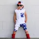 SC Kids Tie Dye Print Sleeveless Hooded Pants Suit GYMF-132