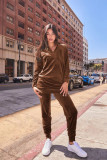 SC Solid Color Casual Stand Up Two Piece Pants Set YD-8821