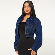 SC Button Cardigan Long Sleeve Short Denim Jacket GDAM-218578