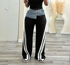 SC Denim Patchwork Loose Straight Pants LSD-2334