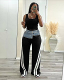 SC Denim Patchwork Loose Straight Pants LSD-2334