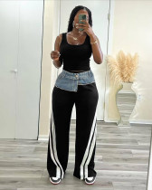 SC Denim Patchwork Loose Straight Pants LSD-2334