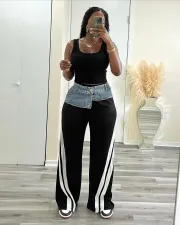 SC Denim Patchwork Loose Straight Pants LSD-2334