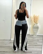 SC Denim Patchwork Loose Straight Pants LSD-2334
