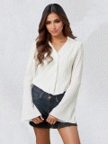 SC Solid Slim Cardigan Flare Sleeve Tops GZJF-2588