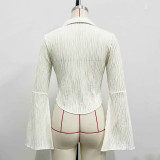 SC Solid Slim Cardigan Flare Sleeve Tops GZJF-2588