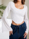 SC Sexy Solid Color Flare Sleeve Top GZJF-2589