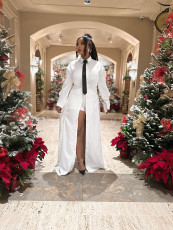 SC Split Long Shirt Dress And Shorts 2 Piece Set(With Neckties) SFY-632