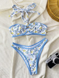 SC Print Halterneck Backless Two Piece Swimsuit CSYZ-G113WY