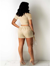 SC Solid Color Square Neck Two Piece Shorts Set FENF-6021