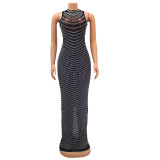 SC Mesh Hot Drill See Through Club Dress GOSD-6777