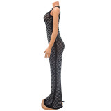 SC Mesh Hot Drill See Through Club Dress GOSD-6777