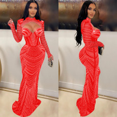 SC Sexy Hot Drill Hollow Out Maxi Dress GOSD-6843