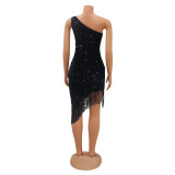 SC Sequin Tassel Irregular Midi Dress GOSD-6936
