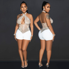 SC Sexy Halterneck Tight Mesh Romper GOSD-6956