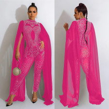SC Mesh Hot Drill Nightclub Jumpsuit GOSD-6816