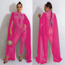 SC Mesh Hot Drill Nightclub Jumpsuit GOSD-6816
