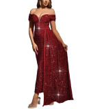 SC Sequin One Shoulder Sleeveless Maxi Dress GOSD-7036