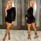 SC Single Shoulder Feather Sleeve Mini Dress GOSD-6935