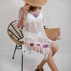 SC Crochet Hollow Loose Beach Cover Up GKLE-0584