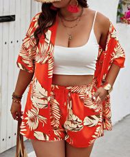 SC Fashion Print Cardigan Two Piece Shorts Set SFY-443