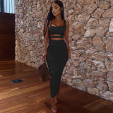 SC Solid Color Pleated Hollow Two Piece Skirts Set YMYF-0898