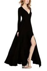 SC Long Sleeve V Neck Sexy Maxi Dress YMYF-823