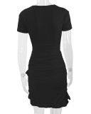 SC Deep V Neck Tie Up Ruffles Two Piece Skirts Set YMYF-0876