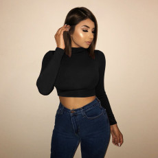 SC Sexy Long Sleeve Solid Color Tops YMYF-8861